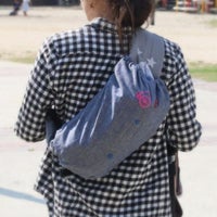 【M】【刺繍】自転車ピンク×ダンガリーブルー/抱っこひも収納カバー「ルカコ」 0922-11