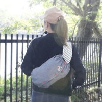 【L】【刺繍】自転車ホワイトレッドダンガリーブル/抱っこひも収納カバー「ルカコ」 88-0931-11