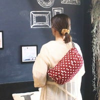 【L】麻混ヴィンテージの風合いレッド×ホワイト ドット/抱っこひも収納カバー「ルカコ」 88-0463-11