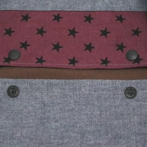 【L】【レイヤー】ダンガリーブルー×星柄ワインレッド/抱っこひも収納カバー「ルカコ」 88-1000-11