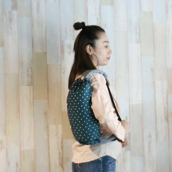 【L】【リバーシブル】ダンガリーグレー×グリーンドット/抱っこひも収納カバー「ルカコ」 88-1001-11