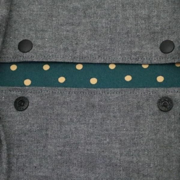 【L】【リバーシブル】ダンガリーグレー×グリーンドット/抱っこひも収納カバー「ルカコ」 88-1001-11