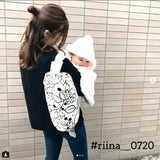 【M】北欧風モノトーンホワイト アート風ブラックライン花柄/抱っこひも収納カバー「ルカコ」 0238-11