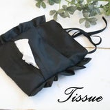 サモエ(SAMOE)フリル付きエチケットポーチ ブラック(ティッシュケース・さっと捨てれるごみ袋・小物入れ）撥水加工洗濯可1000-16-07