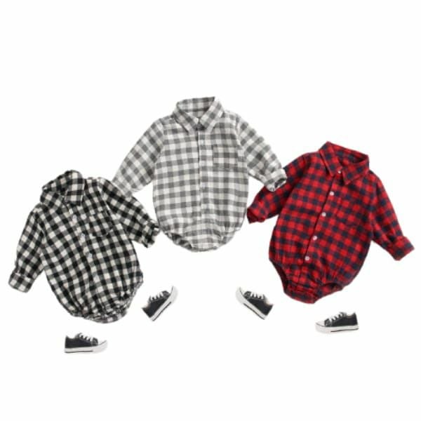チェックシャツロンパース【80サイズ(12～18ヵ月)】1歳～1歳半 大人