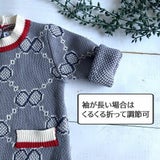 【アンティークレトロな幾何学デザインのニットロンパース】ベビー(赤ちゃん)服80サイズ1000-41-10