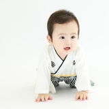 袴ロンパース60 70 80 90サイズ【お食い初めやお宮参り】男の子白 100日祝 初節句 こどもの日 ひなまつり 新生児から1歳誕生日一升餅イベントで着物和服ロンパース 1000-61-02