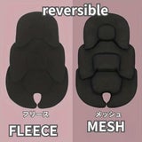 ベビーカーシート(マット)カバークッション 簡単装着乗せるだけ！さっと洗える、さらさらメッシュとふわふわフリースのリバーシブル。ほとんどのベビーカーチャイルドシート対応ブラック・ライトグレー 1000-41-23