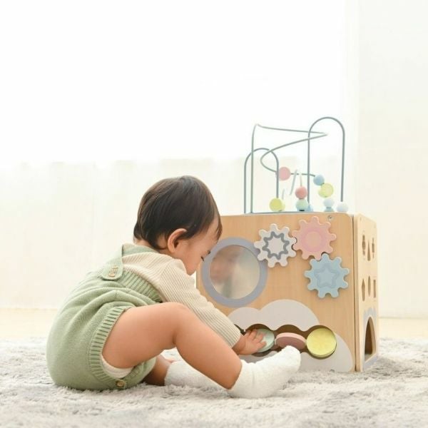 1歳2歳3歳ボックスおもちゃ【知育玩具】木製モンテッソーリ玩具【8種類遊べるプレイトイボックス】【ペールカラー】おしゃれでかわいいデザインで1歳2歳の誕生日やお孫さんへプレゼントに 1000-21-56