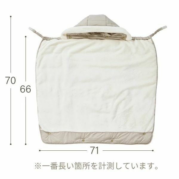 サイズ　防寒ケープ(抱っこ紐ヒップシート ベビーカー対応)赤ちゃん新生児から1歳2歳3歳 寒さ対策 【暖か軽い洗える】多機能 撥水加工のサーモライトエコメイド エアバギー