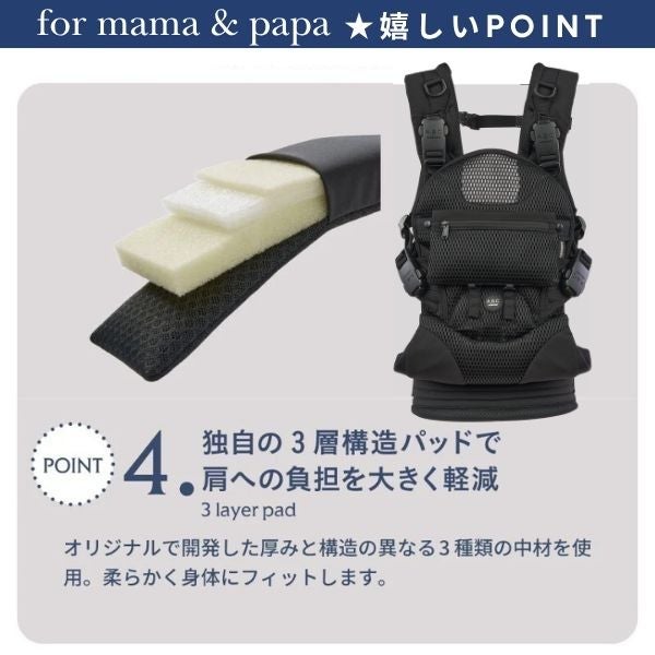 エアバギー 抱っこ紐【テンポ 】サンドアッシュ(AIRBUGGY TEMPO)新生児からメッシュでおしゃれに使えて、マグネットで簡単装着、セーフティーロックで安心！小さめママから大きめパパまでフィット感抜群