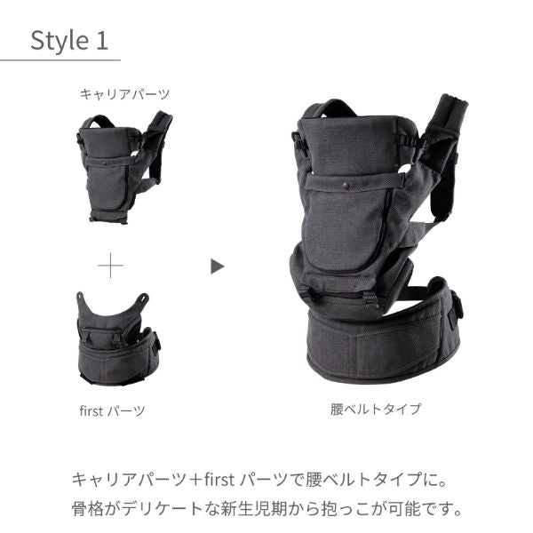 マールマールコラボ(MATO)BABY&Me Beren ベビーアンドミー ベーレン 抱っこひもヒップシート【ファーストセット】【チャコール】新生児授乳や寝かしつけ～4歳頃20kgまでメッシュでおしゃれなオールインワン 妊婦マタニティ出産準備 日本正規販売店 1000-07-100
