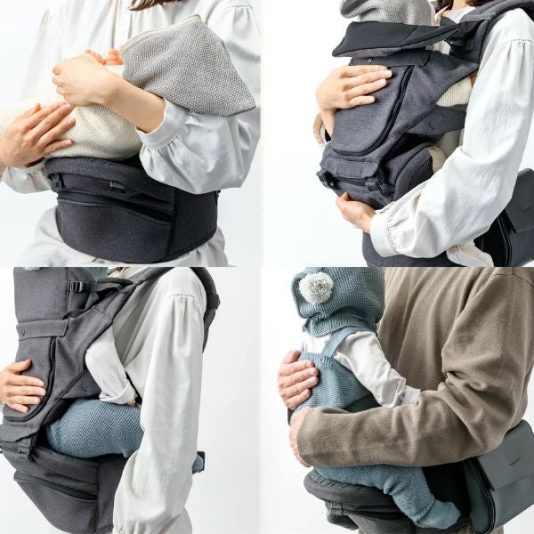 マールマールコラボ(MATO)BABY&Me Beren ベビーアンドミー ベーレン 抱っこひもヒップシート【ファーストセット】【チャコール】新生児授乳や寝かしつけ～4歳頃20kgまでメッシュでおしゃれなオールインワン 妊婦マタニティ出産準備 日本正規販売店 1000-07-100